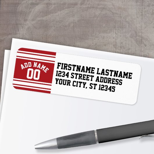 名前と番号を付けたスポーツジャージー ラベル