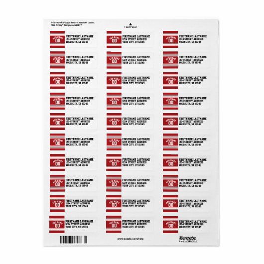 名前と番号を付けたスポーツジャージー ラベル (フルシート)