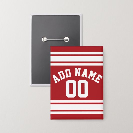 名前と番号を付けたスポーツジャージー 缶バッジ (正面/裏面)