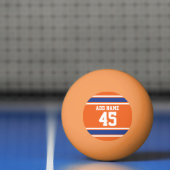 名前と番号を持つオレンジ色のブルースポーツジャージー 卓球ボール (ネット)