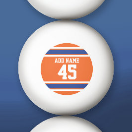 名前と番号を持つオレンジ色のブルースポーツジャージー 卓球ボール