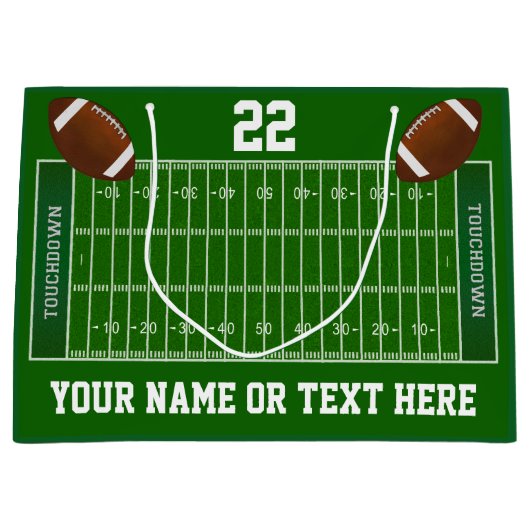 名前と番号を持つサッカーフィールド抱き枕 ラージペーパーバッグ (正面)