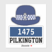 名前と番号を持つ女性の英国警察の巡査ハット シール (シート)