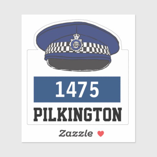 名前と番号を持つ英国の警察フラットキャップ シール (シート)