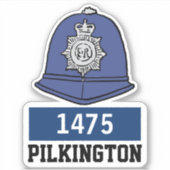 名前と番号を持つ英国警察の巡査ヘルメット シール (正面)