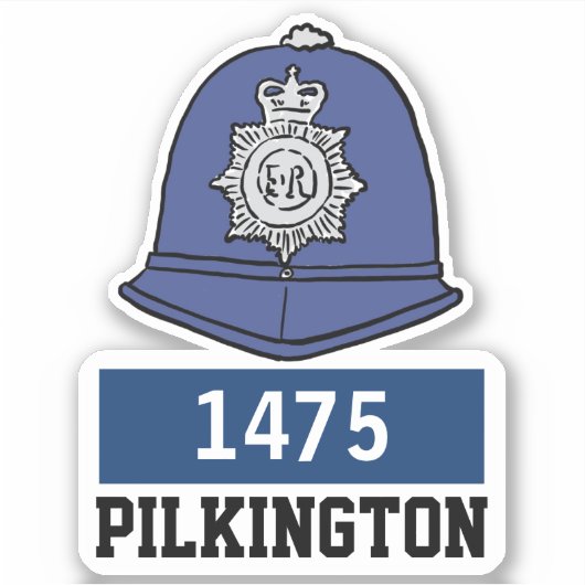 名前と番号を持つ英国警察の巡査ヘルメット シール (正面)