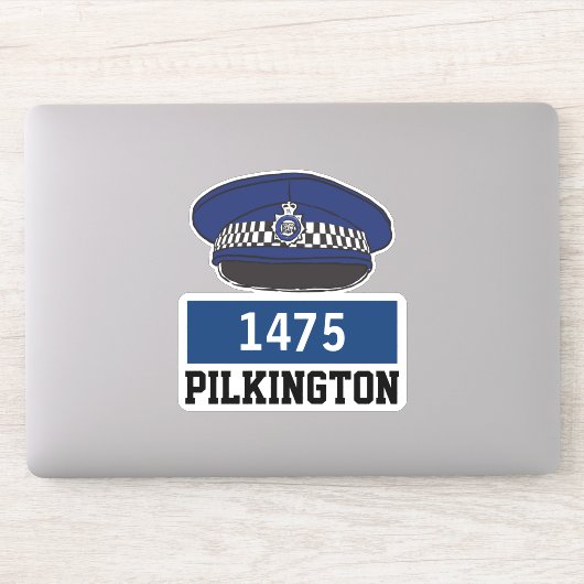 名前と番号を持つ英国警察官フラットキャップ男性 シール (コンピューター)