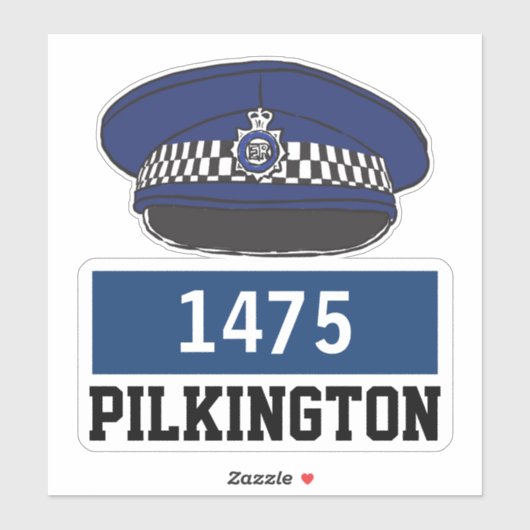 名前と番号を持つ英国警察官フラットキャップ シール (シート)