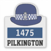 名前と番号を持つWPC警察帽 シール (正面)