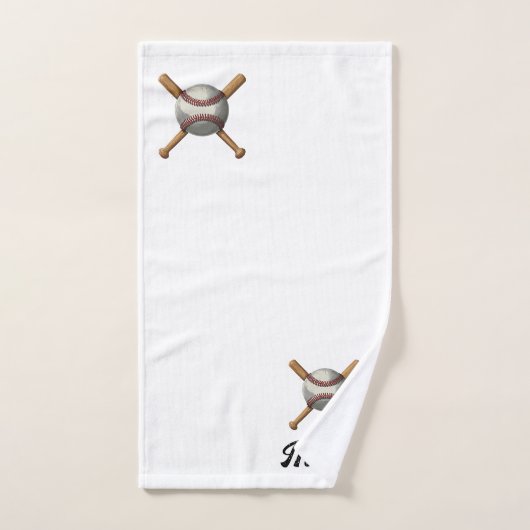 名前と番号を追加する野球の交差こうもり バスタオルセット (ハンドタオル)