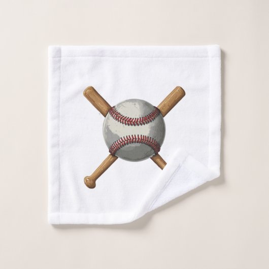 名前と番号を追加する野球の交差こうもり バスタオルセット (ウォッシュタオル)