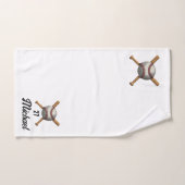 名前と番号を追加する野球の交差こうもり バスタオルセット (ハンドタオル)