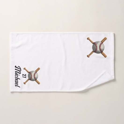 名前と番号を追加する野球の交差こうもり バスタオルセット (ハンドタオル)