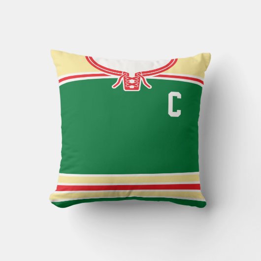 名前と番号グリーンカスタマイズ可能ホッケージャージー クッション (正面)