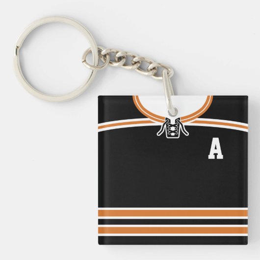 名前と番号ホッケージャージーキーリング、ラクロス キーホルダー (正面)