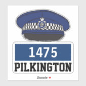 名前と番号付きイギリス警察官フラットキャップ シール (シート)