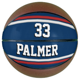 名前と番号付き青と赤のスポーツジャージー バスケットボール