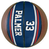 名前と番号付き青と赤のスポーツジャージー バスケットボール (縦)