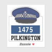 名前と番号入りイギリス警察官フラットキャップ シール (シート)