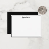 名前と空白の白黒ミニマル主義者 ノートカード (正面/裏面インサイチュ)