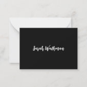 名前と空白の白黒ミニマル主義者 ノートカード (裏面)