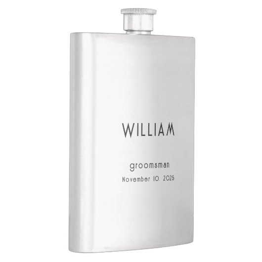 名前と結婚式での役割が入った、世界にひとつだけの groom へのギフト フラスク (右)