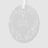 名前と結婚日 オリジナル ハート デザイン オーナメント (正面)