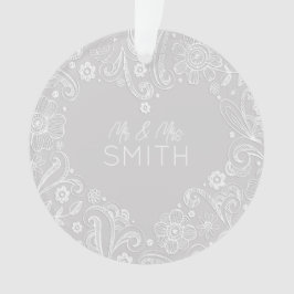 名前と結婚日 オリジナル ハート デザイン オーナメント