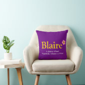 名前と花文字紫桃色の黄色い枕 クッション (椅子)