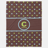 名前と茶色と緑の星空の夜 フリースブランケット (正面)