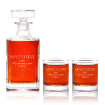 名前と華美タイトルの岩のガラスセット（デカンター付き）