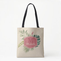 名前と葉モノグラムを持つ熱帯の