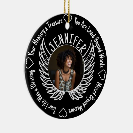 名前と詩を持つフォトメモリアル セラミックオーナメント (右)