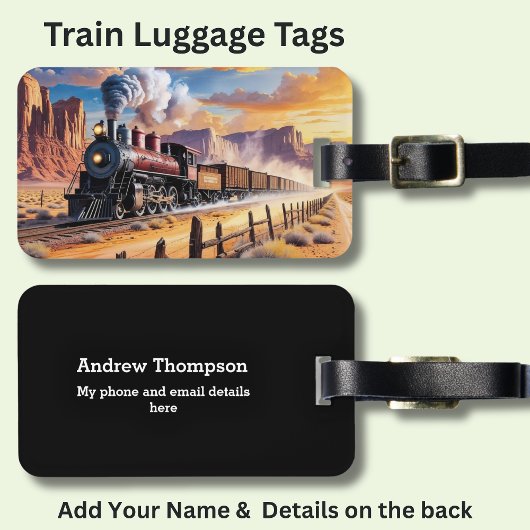 名前と詳細の追加 – 砂漠の蒸気列車 ラゲッジタグ