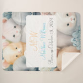 名前と誕生日付きカスタマイズ可能なパステル動物 シェルパブランケット (正面(横))