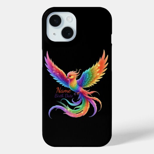 名前と誕生日入りレインボーフェニックスのギフト Case-Mate iPhoneケース (裏面)