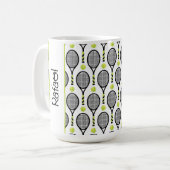 🎾名前と黒と緑のテニス🎾白 コーヒーマグカップ (正面左)