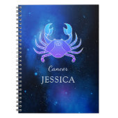 名前と〔占星術の〕十二宮図標識がん ノートブック (正面)