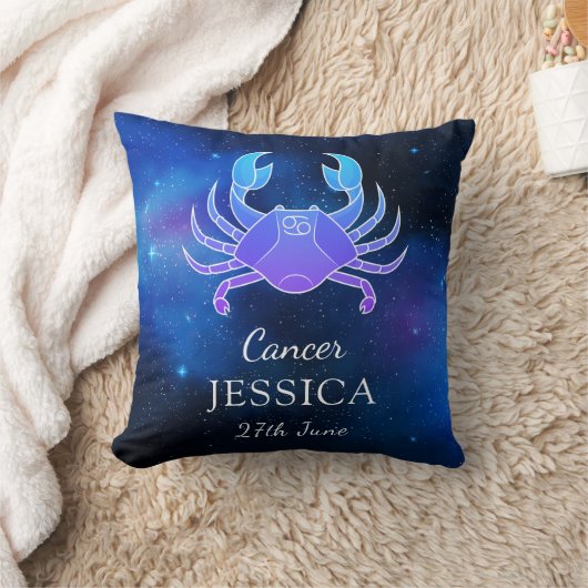 名前と〔占星術の〕十二宮図記号ギフト装飾用クッション クッション (ブランケット)