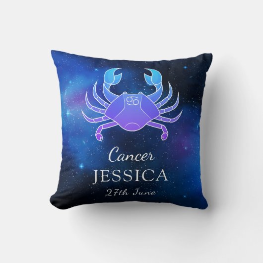 名前と〔占星術の〕十二宮図記号ギフト装飾用クッション クッション (正面)