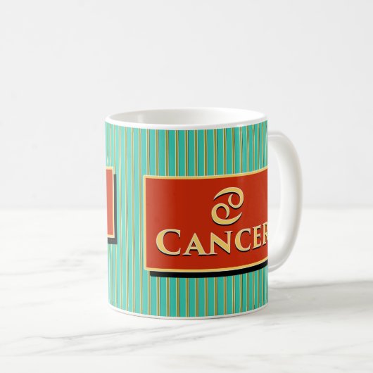 名前と〔占星術の〕十二宮図記号バーバラと癌 コーヒーマグカップ (正面右)