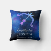 名前と〔占星術の〕十二宮図記号射手座ギフト クッション (裏面)