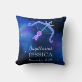 名前と〔占星術の〕十二宮図記号射手座ギフト クッション (正面)