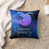名前と〔占星術の〕十二宮図記号山羊座ギフト装飾用クッション クッション (ブランケット)