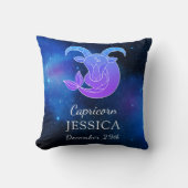 名前と〔占星術の〕十二宮図記号山羊座ギフト装飾用クッション クッション (正面)