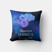 名前と〔占星術の〕十二宮図記号Aquariusギフト装飾用クッション クッション (正面)