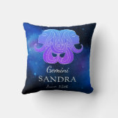 名前と〔占星術の〕十二宮図記号Geminiギフト装飾用クッション クッション (裏面)