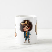 名前とGの眠そうな朝のチェックキャラ コーヒーマグカップ (中央)