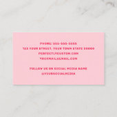 名前によるヘアのレトロピンクまたは任意のカラー日が差すこと 名刺 (裏面)