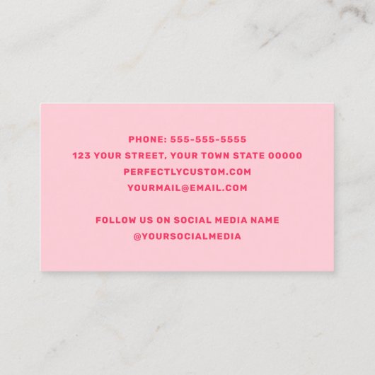 名前によるヘアのレトロピンクまたは任意のカラー日が差すこと 名刺 (裏面)